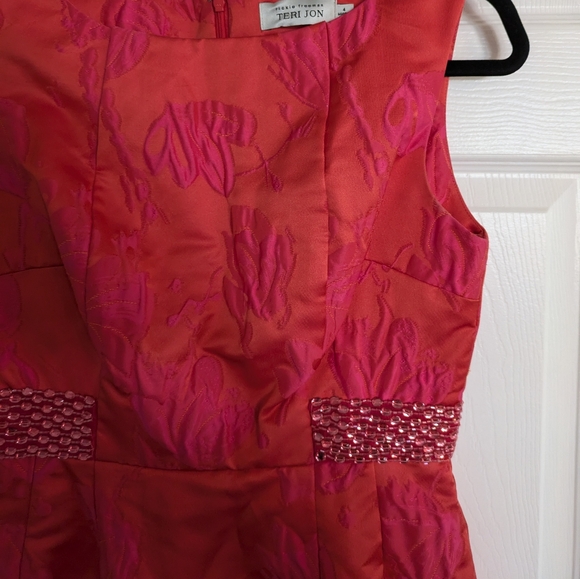 Vintage Rickie Freeman Teri Jon Jacquard Beaded Dress Designer Size 4 - Picture 8 of 10